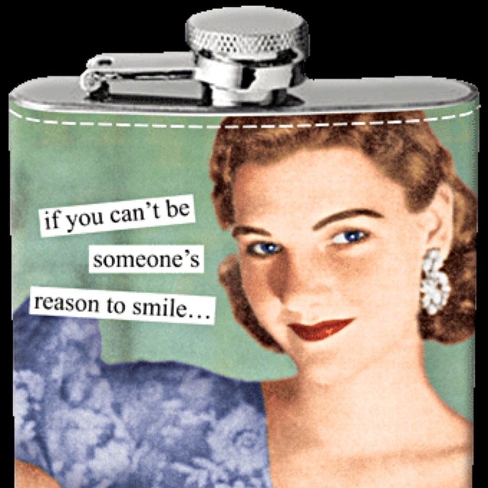 Anne Taintor Stainless Steel Hip Flask "Reason To Smile" 4 oz.